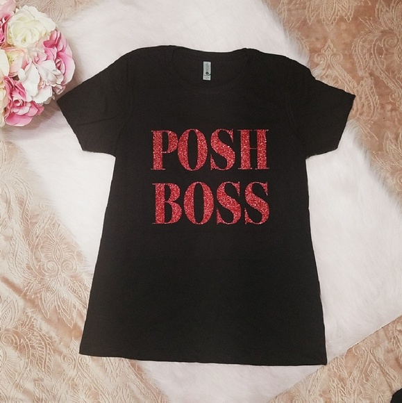 Posh Boss Red or Gold Glitter Women's T-Shirt NWT - Picture 3 of 5
